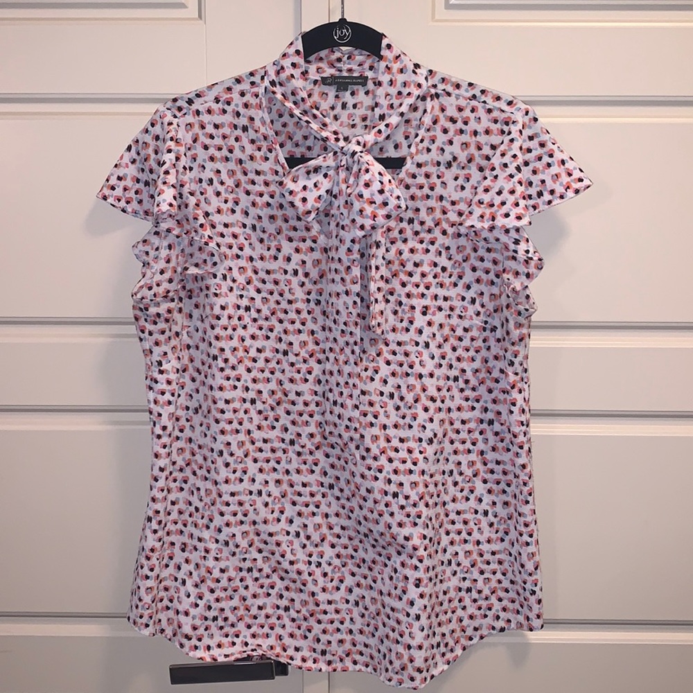 Dotted Neck Tie Blouse